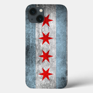 Retro vervaagde Chicago-vlag iPhone 13 Hoesje