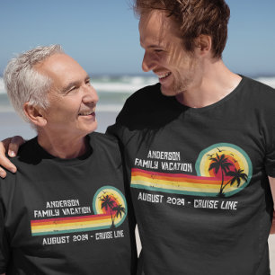 Retro vervaagde zeiltocht bij zonsondergang gezins t-shirt