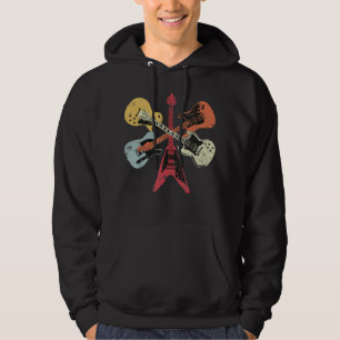 Retro Vervallen Gitaar Collectie Rockmuziek Fan Hoodie