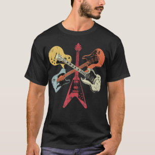 Retro Vervallen Gitaar Collectie Rockmuziek Fan T-shirt
