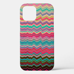 Retro vervormde lijnen patroon Hoesje-Mate iPhone 12 Hoesje