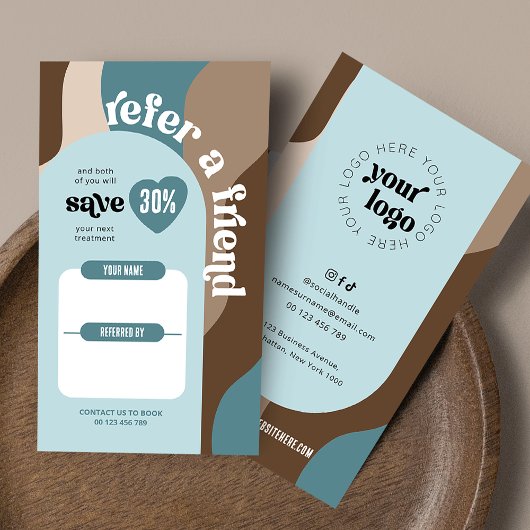 Retro Verwijs een vriend Groovy Logo Beauty Salon Aanbevelingskaartje