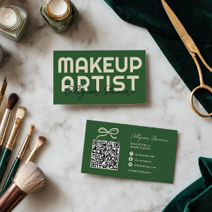 Retro Vet Groen Make-up Artiest QR Code Visitekaartje