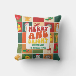 Retro Vet Kleurrijke Familienaam Kerstvakantie Kussen