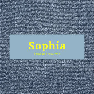Retro Vet Serif Eenvoudig Blauw Geel Naamplaatje