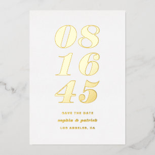 Retro Vetgedrukte Typografie Modern 'Save The Date Folie Uitnodiging