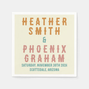 Retro Vette Typografie Heldere Aangepaste Bruiloft Servet