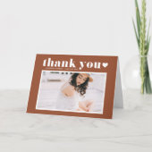 Retro Vette Typografie Terracotta Foto Afstuderen Bedankkaart (Voorkant)