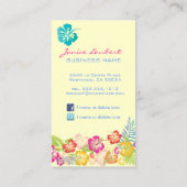 Retro vettige tropische bloemen/hibiscus visitekaartje (Achterkant)