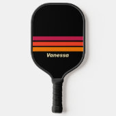 Retro VHS Across Striping met naam Pickleball Paddle (Achterkant)