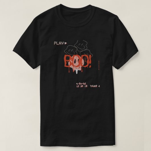 Retro VHS Ghosts: BOO! Halloween T-shirt (Design voorkant)