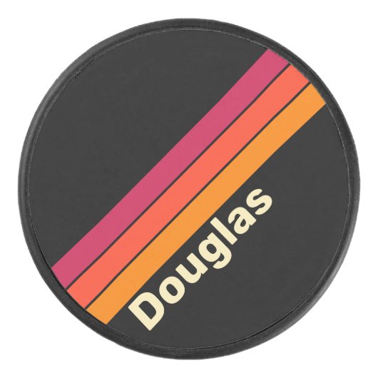 Retro VHS Strepen met Naam Hockey Puck (Voorkant)