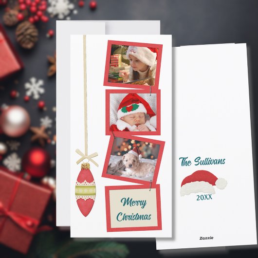 Retro Vibe 3 Foto Wit Feestdagenkaart