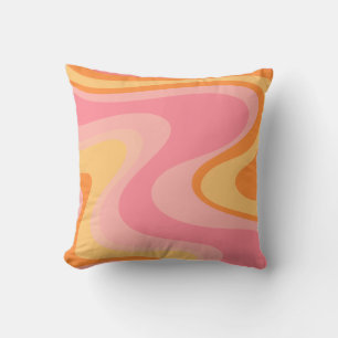Retro Vibe Abstract wervelkolom 60s 70s Roze en Or Kussen