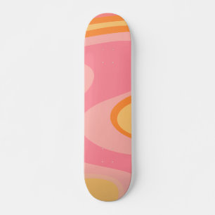 Retro Vibe Abstract wervelkolom 60s 70s Roze en Or Skateboard