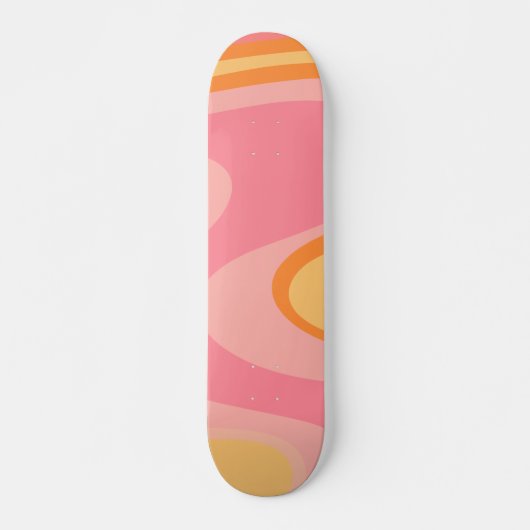 Retro Vibe Abstract wervelkolom 60s 70s Roze en Or Skateboard (Voorkant)