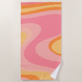 Retro Vibe Abstract wervelkolom 60s 70s Roze en Or Strandlaken (Voorkant)