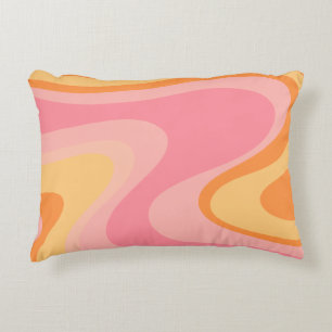 Retro Vibe Abstracte Draaikolk Jaren 60 70 Roze en Accent Kussen