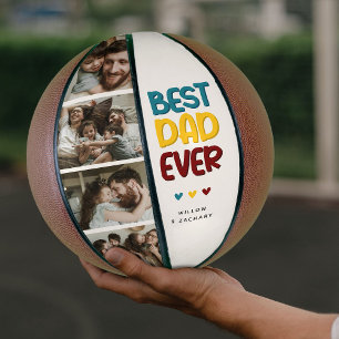 Retro Vibe 'Beste Papa Ooit' 4 Foto Collage Basketbal