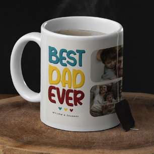 Retro Vibe 'Beste Papa Ooit' 4 Foto Collage Koffiemok