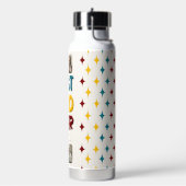 Retro Vibe 'Beste vader ooit' 2 Fotocollage Waterfles (Links)