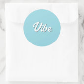 Retro Vibe Blauw Eenvoudig Koel Ronde Sticker (Tas)