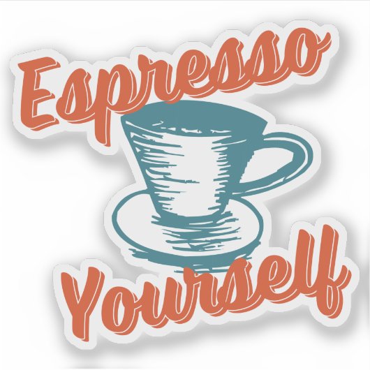 Retro Vibe Espresso Jezelf Koffie Latte Sticker (Voorkant)
