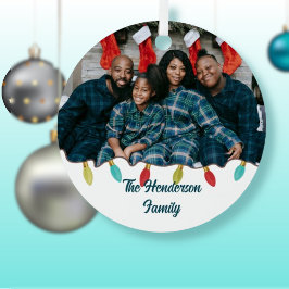 Retro Vibe Kerstfoto Metalen Ornament