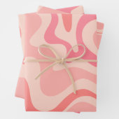 Retro Vibe Liquid Swirl Abstract Patroon in Roze Inpakpapier Vel (In situ)