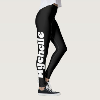 Retro Vibe Zwart Gepersonaliseerde Yoga & Pilates Leggings