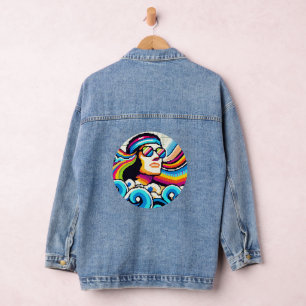 Retro Vibes - 70s Groovy Pixel Art voor Hobby Love Denim Jacket