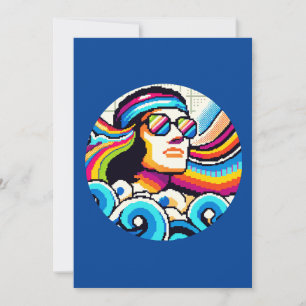 Retro Vibes - 70s Groovy Pixel Art voor Hobby Love Feestdagenkaart