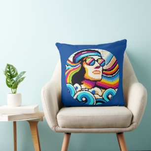 Retro Vibes - 70s Groovy Pixel Art voor Hobby Love Kussen