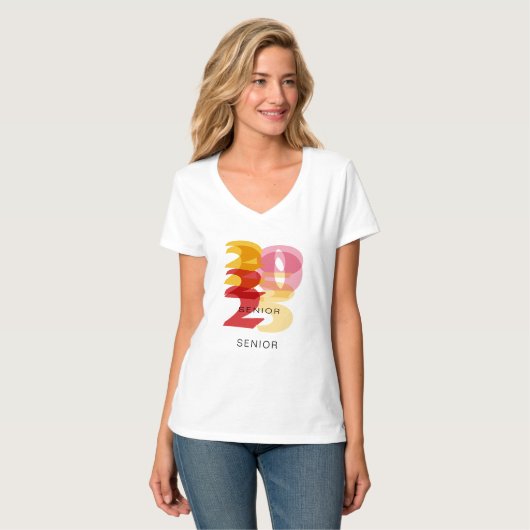 Retro Vibes Afstuderen 2024 Senior gepersonaliseer T-shirt (Voorkant volledig)