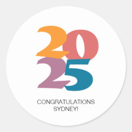 Retro Vibes Afstuderen Celebration Party Ronde Sticker