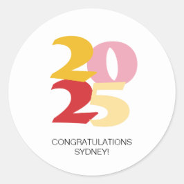 Retro Vibes Afstuderen Celebration Party Ronde Sticker