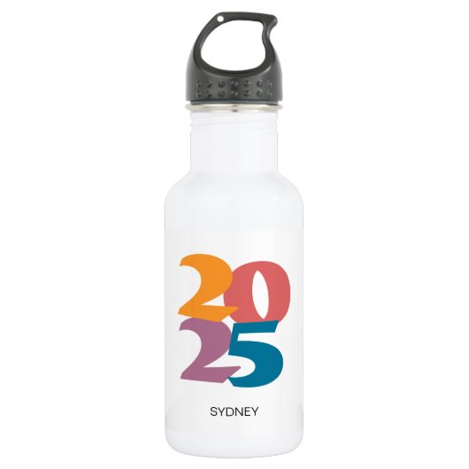 Retro Vibes Afstuderen Klasse van 2025 Waterfles (Voorkant)