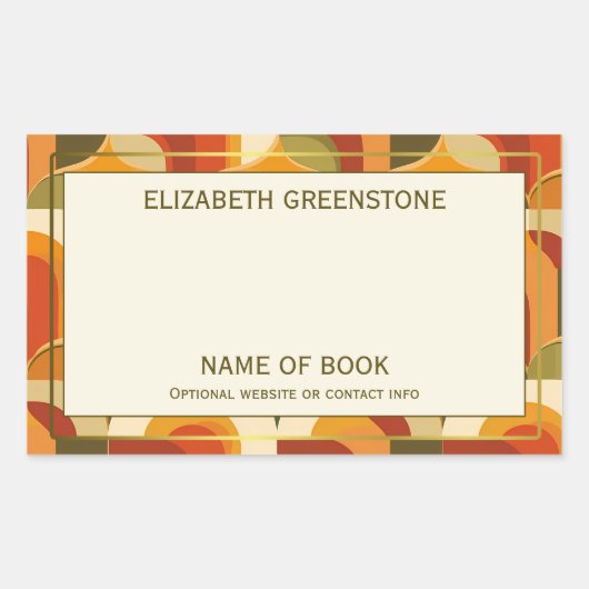 Retro Vibes Auteur Handtekening Bookplate Rechthoekige Sticker (Voorkant)