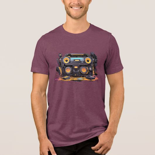 Retro Vibes: Boombox Dreams Tri-Blend Shirt (Voorkant)