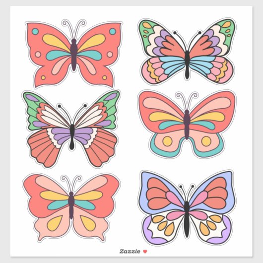Retro Vibes Butterfly Custom-Cut Vinyl Stickers (Vel)