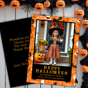 Retro Vibes Custom Photo Happy Halloween Feestdagenkaart
