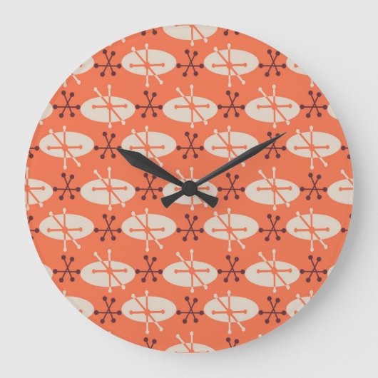 Retro Vibes: geometrisch burstpatroon Grote Klok (Voorkant)