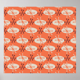Retro Vibes: geometrisch burstpatroon Poster