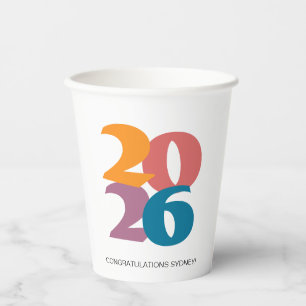 Retro Vibes Graduation Party Klasse van 2024 Papieren Bekers