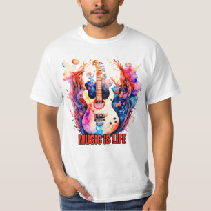 Retro Vibes: Kleurrijk gitaar T-shirt
