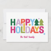 Retro Vibes Multi-Color Holiday Card Feestdagenkaart (Voorkant)