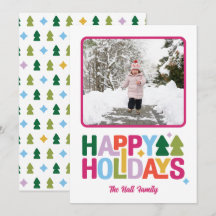 Retro Vibes Multi-Kleur Kerst Fotokaart