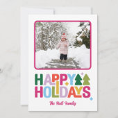 Retro Vibes Multi-Kleur Kerstkaart (Voorkant)