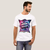 Retro Vibes – Neon Cassettebandje uit de jaren 80 T-shirt (Voorkant volledig)