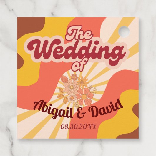 Retro Vibes Vintage bruiloft Bedankjes Labels (Achterkant)